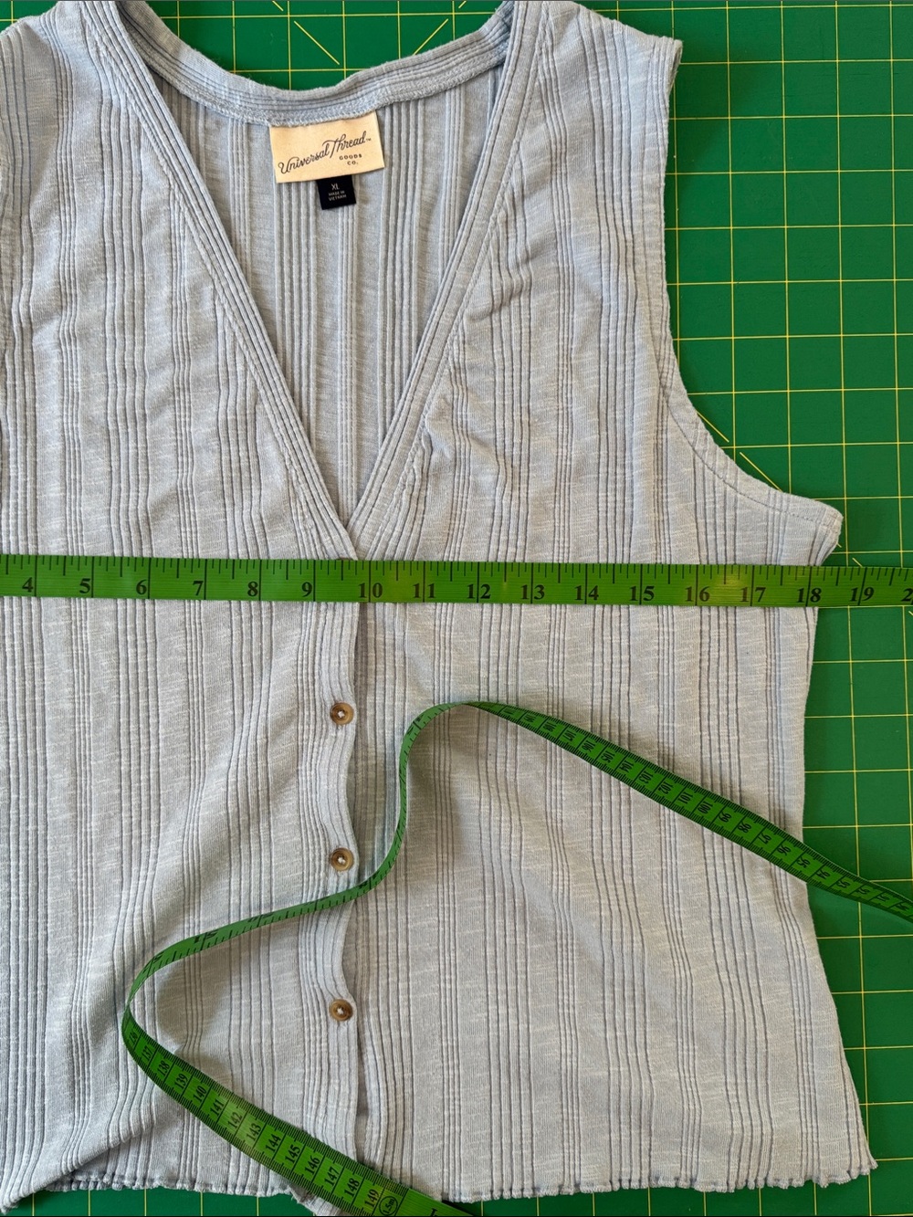 Universal Thread Light Blue Ribbed Button-Front Tank, size XL - Picture 6 of 8